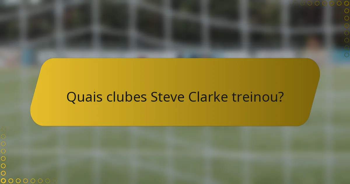 Quais clubes Steve Clarke treinou?