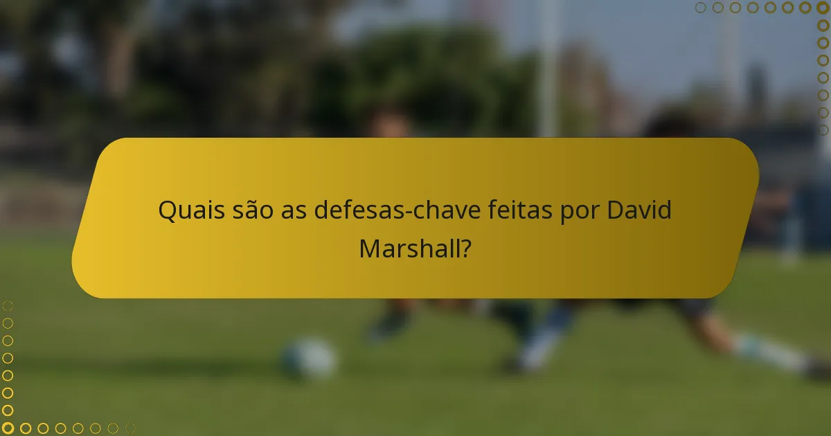 Quais são as defesas-chave feitas por David Marshall?