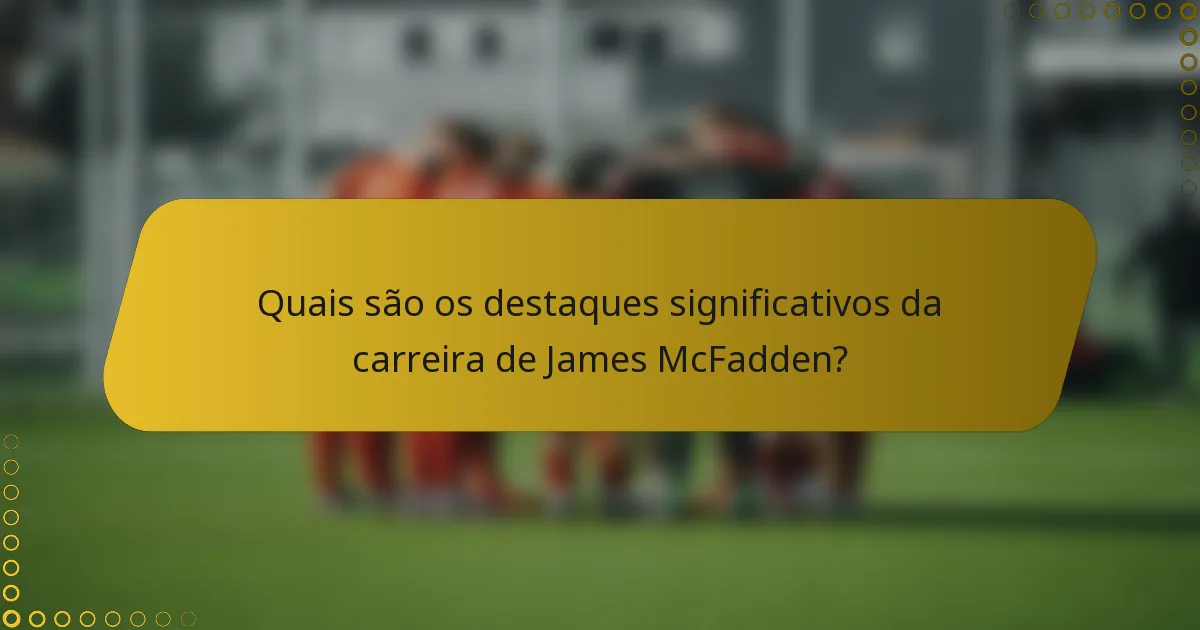 Quais são os destaques significativos da carreira de James McFadden?